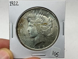 lot 105 image: 1922 Silver Peace Dollar