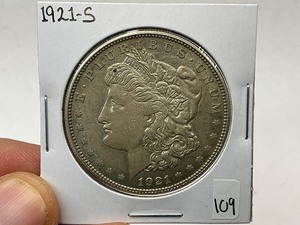 lot 109 image: 1921-S Morgan Silver Dollar