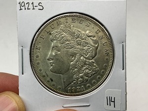 lot 114 image: 1921-S Morgan Silver Dollar