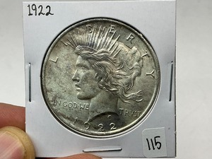 lot 115 image: 1922 Silver Peace Dollar