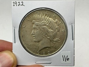 lot 116 image: 1922 Silver Peace Dollar