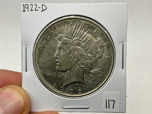 lot 117 image: 1922-D Silver Peace Dollar