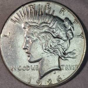 lot 10 image: 1926S Peace Dollar $1-Fine-Very Clean
