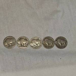 lot 19 image: (5) Five Buffalo Nickels