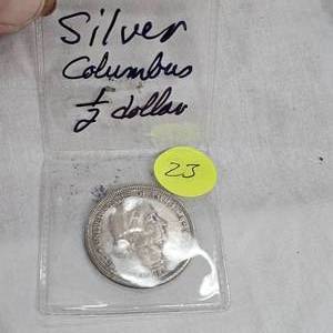 lot 23 image: 1893 Columbus 12  Dollar Silver, in VG Condition