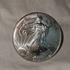 lot 1 image: 2013 Silver Eagle UNC wToning