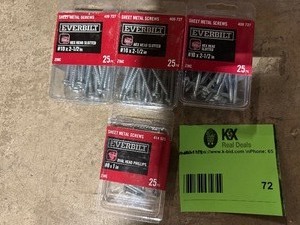 lot 72 image: Lot of assorted Everbuilt sheet metal screws  various models customer return see pictures