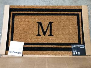 lot 28 image: Calloway Mills Black Border Monogram Door Mat 18 in. x 30 in. (Letter M) Customer Returns See Pictures