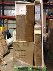 lot 62 image: Pallet of Assorted Salvage Furniture Various Models and Conditions some missing parts Customer Returns See Pictures
