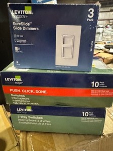 lot 123 image: Lot of assorted Leviton Switches customer return see pictures