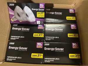 lot 128 image: Case of 6 Feit Electric 90W Dimmable PAR38 Halogen Flood IndoorOutdoor Light Bulbs