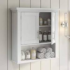 lot 129 image: RiverRidge Home Somerset 22.88 in. W x 24.38 in. H x 7.88 in. D 2-Door Bathroom Laundry Wall Mount Storage Medicine Cabinet in White