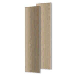 lot 150 image: comforthomi 0.9 in. x 1.71 ft. x 8.86 ft. Walnut AcousticSound Absorb 3D Oak Overlapping Wood Slat Decorative Wall Paneling 2-Pack Customer Returns See Pictures