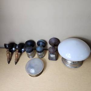 lot 27 image: Lot of Lighting Fixtures and Accessories including Glass Globes and Metal Bases