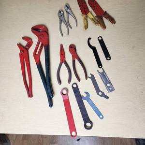 lot 97 image: Lot of Hand Tools Including Pliers, Wrenches, and Crimpers
