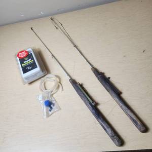 lot 157 image: Hush Bubbles Water Resistant Air Pump and Two Fishing Rods
