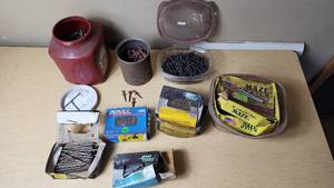 lot 195 image: Assorted Nails and Screws in Various Containers