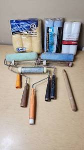 lot 225 image: Paint Roller Lot including Sears Roebuck Roller, Contractor Packs, and Accessories