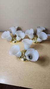 lot 232 image: Ceiling Light Fixture with Frosted Glass Shades