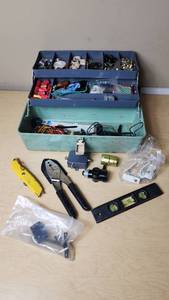 lot 316 image: Tool Box with Assorted Electrical Tools and Hardware