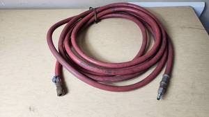 lot 388 image: Red Rubber Air Hose with Quick Connect Couplings
