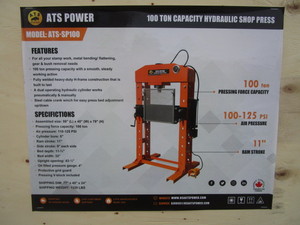 lot 238 image: ATS Power 100ton Shop Press