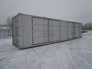 lot 11 image: 40 Single Trip High Cube Multi Door Shipping Container Light Grey Color