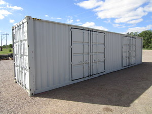 lot 330-A image: 40 Single Trip High Cube Multi Door Shipping Container Light Grey Color