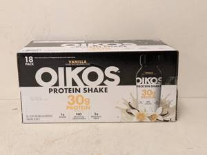 lot 143 image: OIKOS PROTEIN SHAKE (VANILLA) 18PK.