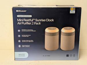 lot 170 image: NEW BLUEAIR MINI RESTFUL SUNRISE CLOCK AIR PURIFIER 2PK.