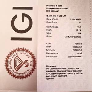 NEW! 5.12 Carat Diamond Pear Solitaire Ring in 14k White Gold w/ EGL Report; Retail $10,400 *VIDEO*