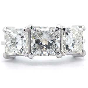 lot 8 image: 3.67 Carat Diamond Princess Cut Three-Stone Ring in 14k White Gold wEGL REPORT VIDEO