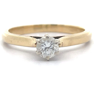 lot 18 image: 0.25 Carat Natural Diamond Solitaire 6-Prong Cathedral Ring in 14k Yellow Gold VIDEO