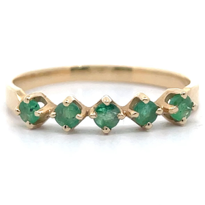 lot 21 image: Emerald Five-Stone Estate Stacking Ring in 14k Yellow Gold VIDEO