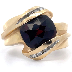 lot 25 image: 2.15 Carat Natural Garnet & Diamond Estate Ring in 14k Yellow Gold VIDEO