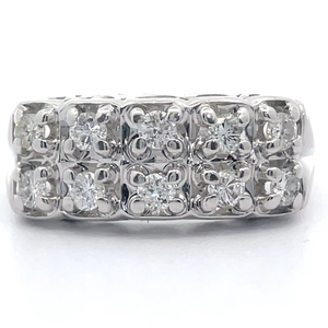 lot 28 image: Estate 0.50 Carat Natural Diamond Dual Row Ring in 14k White Gold VIDEO