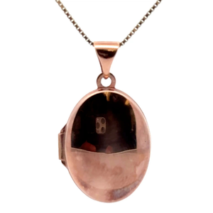 lot 30 image: Brightly Polished Oval Locket Chain in 14k Rose Gold VIDEO