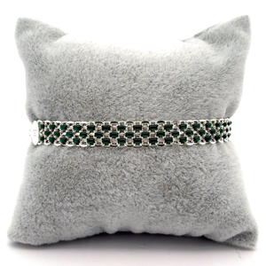 lot 48 image: Simulated Emerald Bizmark Mesh Link Bracelet VIDEO