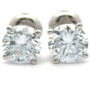 lot 49 image: NEW 1.45 Carat Diamond Solitaire Stud Earrings in 14k White Gold w EGL Report VIDEO