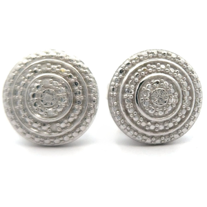 lot 53 image: Natural Diamond Medallion Button Stud Earrings VIDEO
