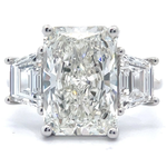 5.33 Carat Diamond Radiant & Trapezoid Three-Stone Ring in 14k White Gold w/ EGL Report; $11,550 Retail *VIDEO*