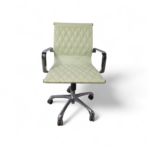 lot 57 image: Annie Midback Seafoam Green Leather Chrome Swivel Office Chair