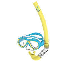lot 5 image: Speedo Kids Classic Surf Gazer Mask Snorkel Set - YellowBlue Ages 3-6, Polycarbonate