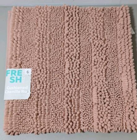 lot 6 image: FRESHMINT Chenille Bathroom Rugs Mat 24x17, Non-Slip Bath Mat for Bathroom Floor & Bathtub, Washable Soft Shower Shag Bath Rugs, Fluffy Thick Water Absorbent Microfiber Shower Mat, Dusty Pink