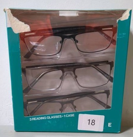 lot 18 image: Foster Grant Full Rim Fashion Reading Glasses 3 Pack 2.00 CC