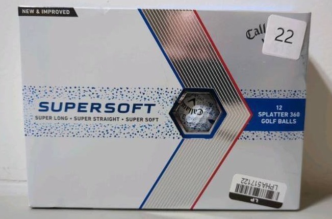 lot 22 image: Callaway Supersoft Splatter Golf Balls - Blue Rubber Core, Ionomer Shell, 12 Pack