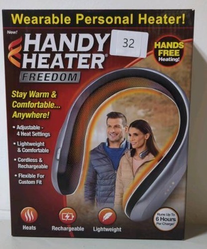 lot 32 image: Handy Heater Freedom, Wearable Ceramic Heater, Rechargeable USB