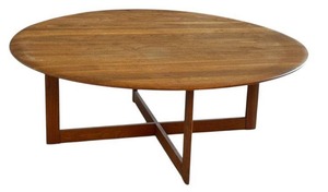 lot 8D image: G - Mid Century Modern Brown Saltman Round Coffee Table