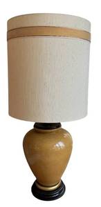 lot 39D image: Vintage Table Lamp with Glazed Ceramic Base and Fabric Shade