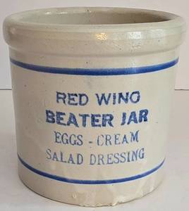 lot 124K image: LR - Antique Red Wing Beater Jar 1919-1930s Stoneware Crock